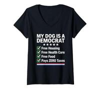 Mujer Democracia Camiseta Divertida Política Liberal Demócrata Camiseta Cuello V