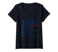 Mujer Democracia Camiseta Divertida Política Liberal Demócrata Camiseta Cuello V