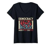 Mujer Democracia Camiseta Resistencia Protesta Política Democracia Camiseta Cuello V