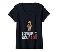 Mujer Democracia Camiseta Resistencia Protesta Política Democracia Camiseta Cuello V