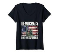 Mujer Democracia, no dictadura Camiseta Cuello V