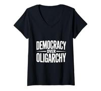 Mujer Democracia por Encima de la oligarquía Camiseta Cuello V