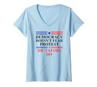 Mujer Democracy Doesn'T Fear Protest Dictators Do No Kings America Camiseta Cuello V