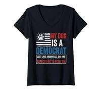 Mujer Demócrata Mascota Humor político Bandera angustiada Camiseta Cuello V