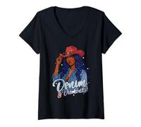 Mujer Denim Diamantes Black Mujer Africana Melanina Vaquera Camiseta Cuello V