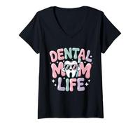 Mujer Dental Mamá Mujeres Higienista Oral Dentistas Sonrisa Camiseta Cuello V