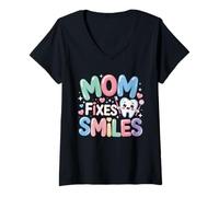 Mujer Dental Mamá Mujeres Higienista Oral Dentistas Sonrisa Camiseta Cuello V