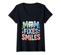 Mujer Dental Mamá Mujeres Higienista Oral Dentistas Sonrisa Camiseta Cuello V