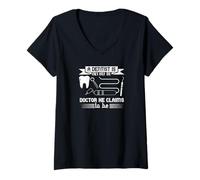 Mujer Dentista Humor Medio Doctor Claim Dental Broma Divertido Camiseta Cuello V