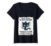 Mujer Dentro de Cada Persona Mayor Hay un café para Gatos más Joven Camiseta Cuello V