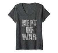 Mujer Department of War USA Grunge Camouflage Graphic Design Camiseta Cuello V