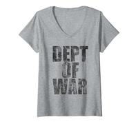 Mujer Department of War USA Grunge Camouflage Graphic Design Camiseta Cuello V