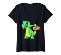 Mujer Deporte Rugby Futbolista Touchdown Dino Football Camiseta Cuello V