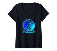 Mujer Deportista de fútbol de las mujeres de movimiento rápido corriendo jugar Camiseta Cuello V