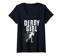 Mujer Derby Girl Roller Derby Patinador Pista Queen Camiseta Cuello V