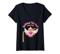 Mujer Derramando el té Desde 1773 Girl Anime Estética Camiseta Cuello V