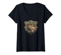 Mujer Derramar el té Old Fashioned Ladies Gossip Vintage Graphic Camiseta Cuello V