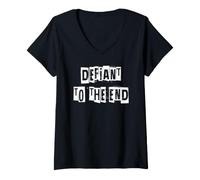 Mujer Desafiante hasta el Final Camiseta Cuello V