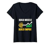 Mujer Desarrolla músculo, construye un Imperio, Barra con dólares, Camiseta Cuello V