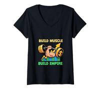 Mujer Desarrolla músculo, construye un Imperio, motivación, Barra, Camiseta Cuello V