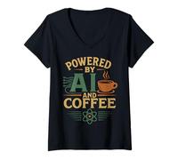 Mujer Desarrollado por AI y café Divertido Programador Geek AI Fan User Camiseta Cuello V