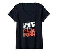 Mujer Desarrollado por los sindicatos y el Día del Trabajo de Cerdo Desmenu Camiseta Cuello V