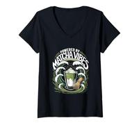 Mujer Desarrollado por Matcha Vibes Green Tea Fresh Zen Vitality Glow Camiseta Cuello V