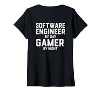 Mujer Desarrollador de Software Ingeniero de Computación Funny Programmer Gamer Camiseta Cuello V
