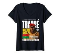 Mujer Desata la Revolución del Capitán Traoré de Burkina Faso Camiseta Cuello V