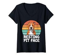 Mujer Descansando Pit Face Pitbull Dog Lover Camiseta Cuello V