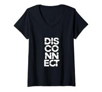 Mujer Desconectar | Digital Detox Authentic Living Tech Minimalismo Camiseta Cuello V