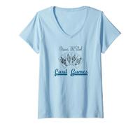Mujer Descubre los Juegos de Cartas de la Vieja Escuela Entusiasta de los Juegos Vintage Camiseta Cuello V
