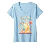 Mujer Descubrir una Historia Floral Pastel Camiseta Cuello V