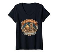 Mujer Descubrir una Historia Lectura de Verano 2026 Lindo arqueólogo Cool Camiseta Cuello V