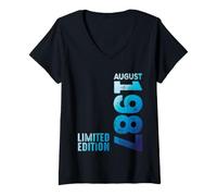 Mujer Desde Agosto 1987 1987 Año 1987 Retro 1987 Vintage 1987 Camiseta Cuello V