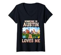 Mujer Desde Austin con amor Alguien en Austin me ama Orgullo de Texas Camiseta Cuello V