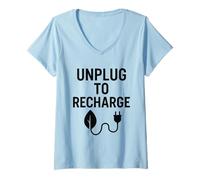 Mujer Desenchufa para recargar Digital Detox Mindfulness Calm Camiseta Cuello V