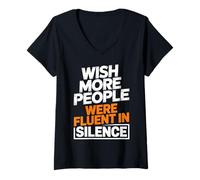 Mujer Deseo más Gente fluida en Silencio Cita Divertida Camiseta Cuello V
