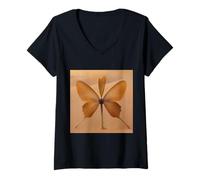 Mujer Desert Bloom - Diseño abstracto de hojas de ginkgo Camiseta Cuello V