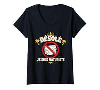 Mujer Désolé Je Suis Naturiste Humor de Playa Francesa Camiseta Cuello V