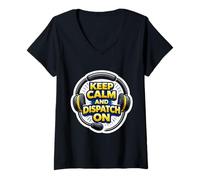 Mujer Despachador de Emergencia 911 Keep Calm and Dispatch On Funny Fun Camiseta Cuello V