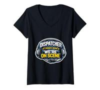 Mujer Despachador de Emergencia 911 Mi Sonido Favorito es Que Estamos en Escena Camiseta Cuello V