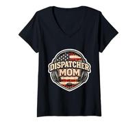 Mujer Despachador de la Bandera Estadounidense Mom 911 First Responder Mother USA Camiseta Cuello V
