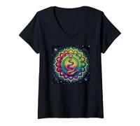 Mujer Despertar Kundalini y Flujo de Energía Chakra Camiseta Cuello V