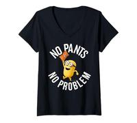 Mujer Despicable Me Minions Sin Pantalones No Hay Problema Minion Desnudo Camiseta Cuello V