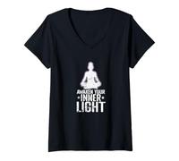 Mujer Despierta tu luz Interior Camiseta Cuello V