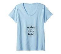 Mujer Despierta tu Viaje de luz Interior hacia el Crecimiento Personal y Camiseta Cuello V