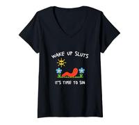 Mujer Despierta Zorras Es Hora De Pecar Camiseta Cuello V