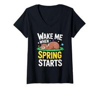 Mujer Despiértame Cuando la Primavera comience la marmota Camiseta Cuello V