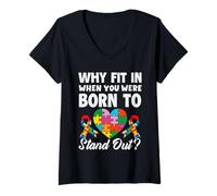 Mujer Destaca la Cinta de Rompecabezas de concienciación sobre el Autismo Camiseta Cuello V